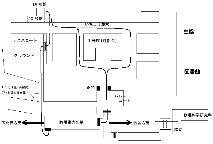 map of Komaba campus.